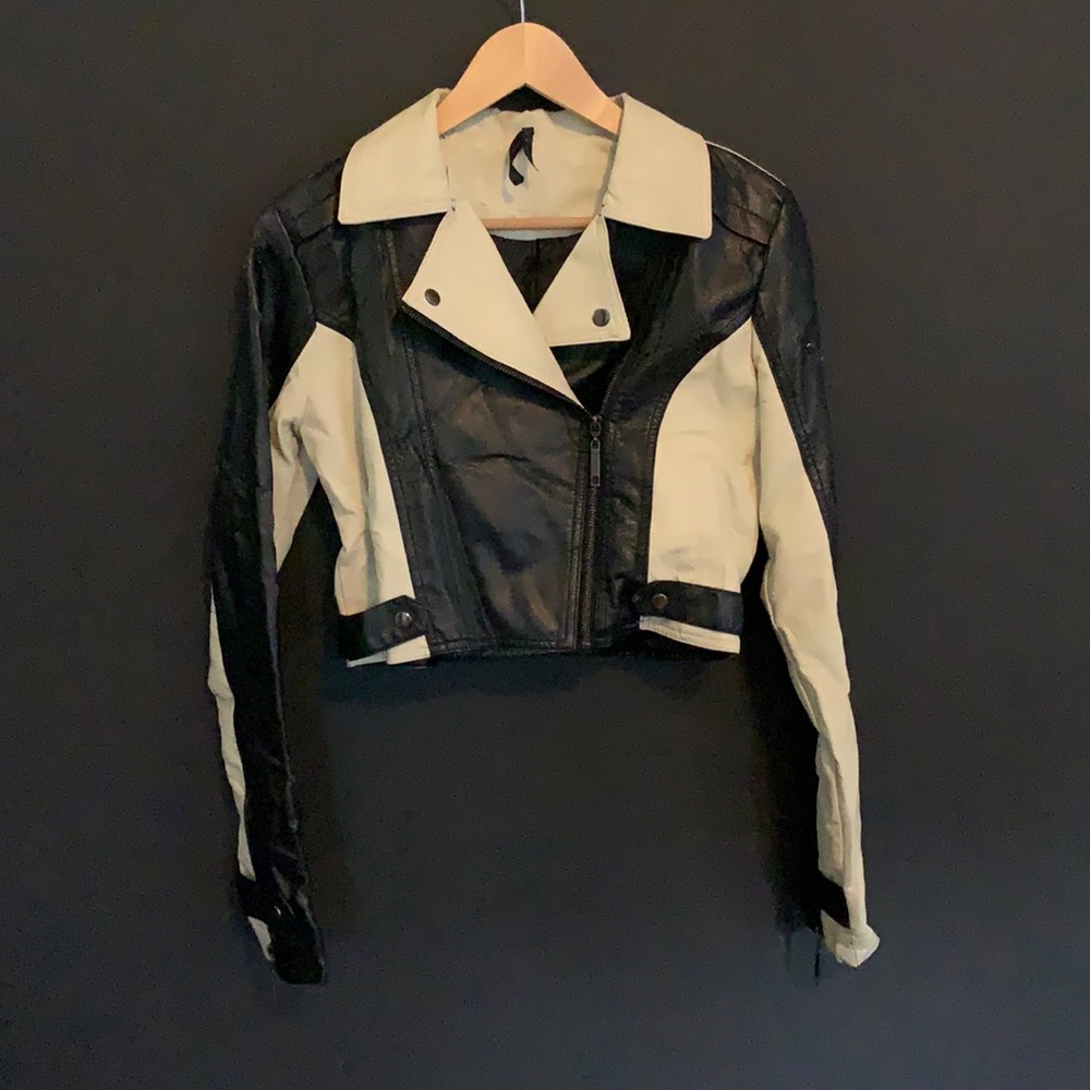 Black & White Punk Crop Jacket